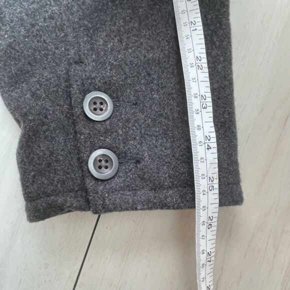 Men's Wool Gap Coat Size Large Gray Zipper Front Lined Vintage Jacket Y2K - Picture 12 of 13